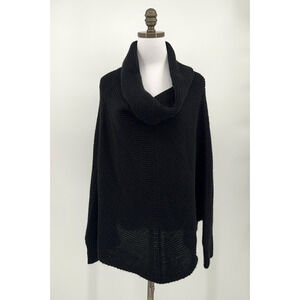 Love Token Vintage Black Cowl Neck Wool Blend Dolman Sleeve Cape Sweater Sz L